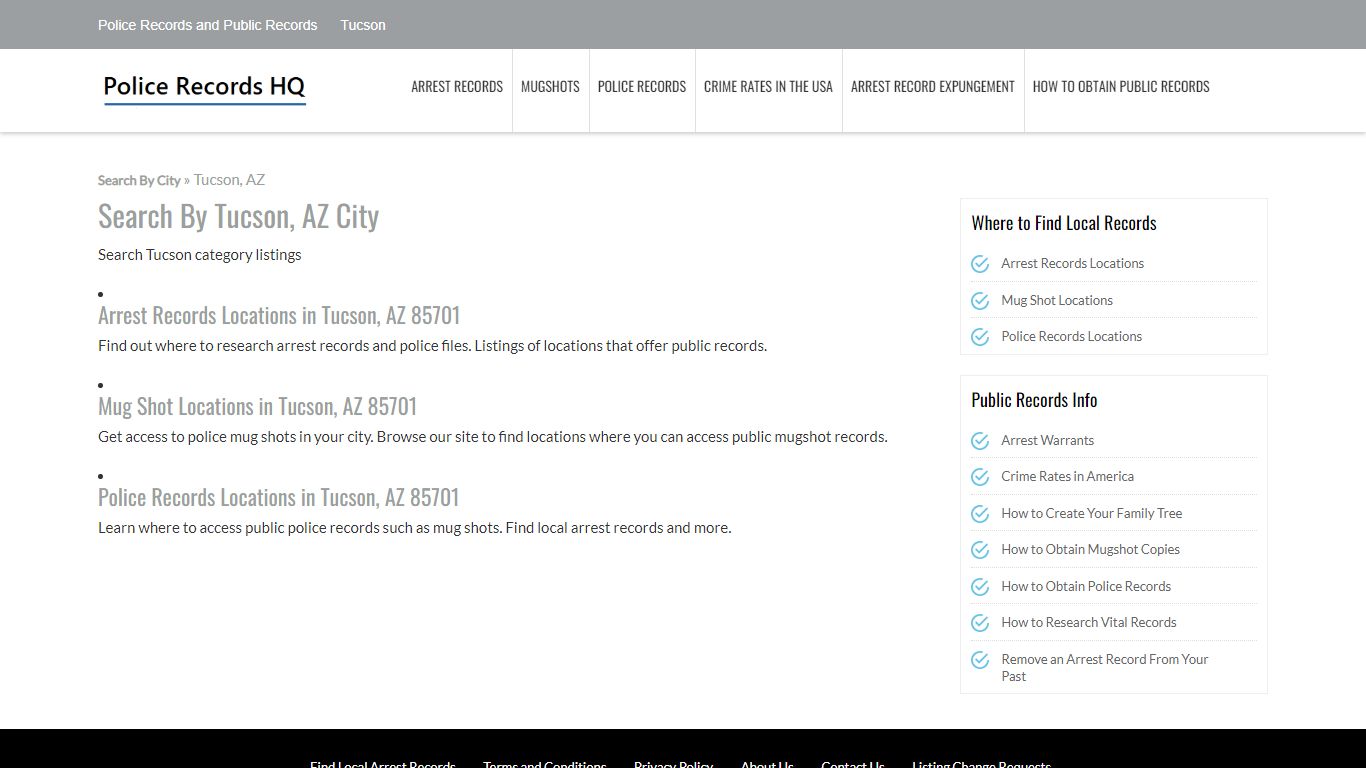 Police Records in Tucson, AZ